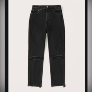 Abercrombie & Fitch The Mom High Rise. Distressed black wash. Size 4/27
